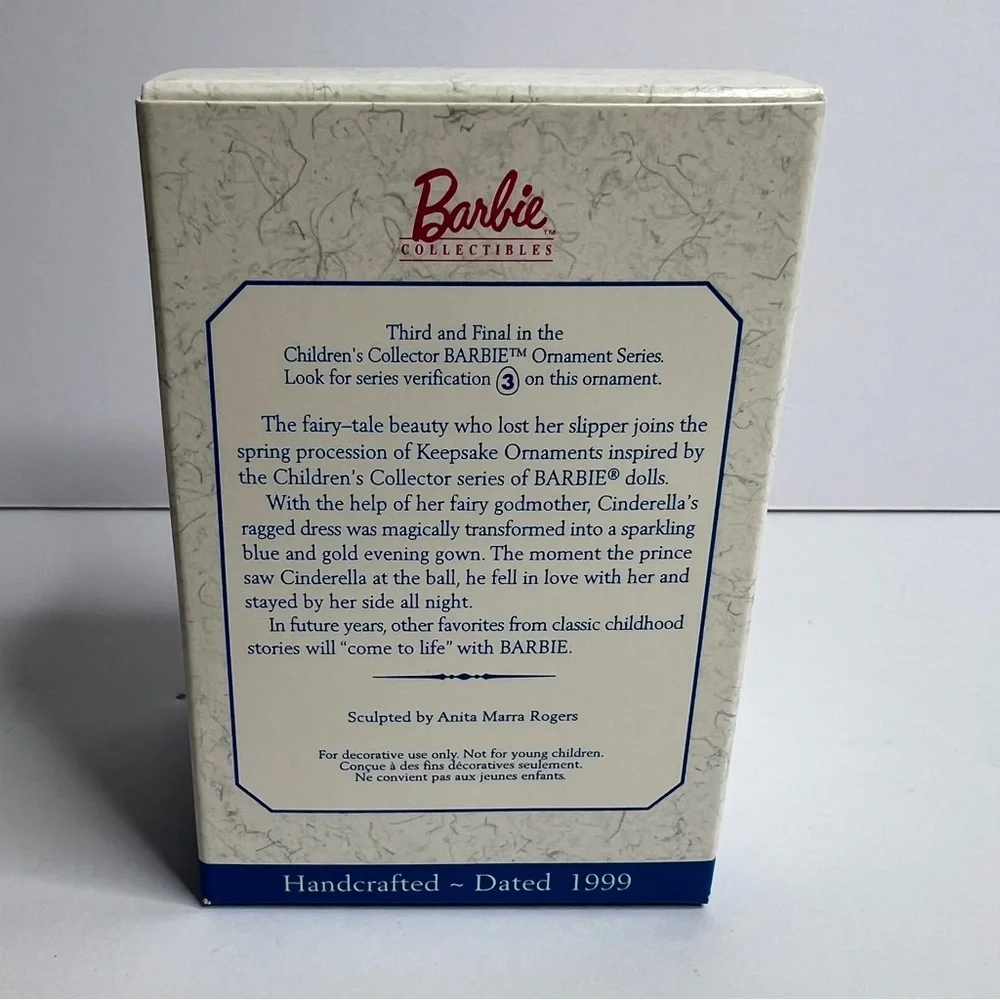 Hallmark Barbie Keepsake Ornament 1999 Barbie as Cinderella Doll 3rd in Series